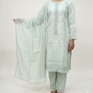 Elegant Light Colour Pakistani Style Kurta Set with Dupatta