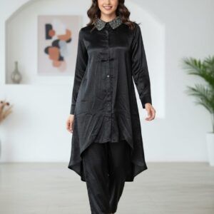 Elegant Black Velvet Western Co-Ord Set