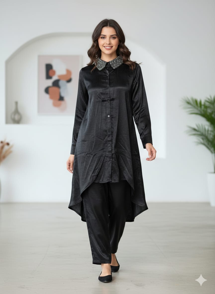 Elegant Black Velvet Western Co-Ord Set