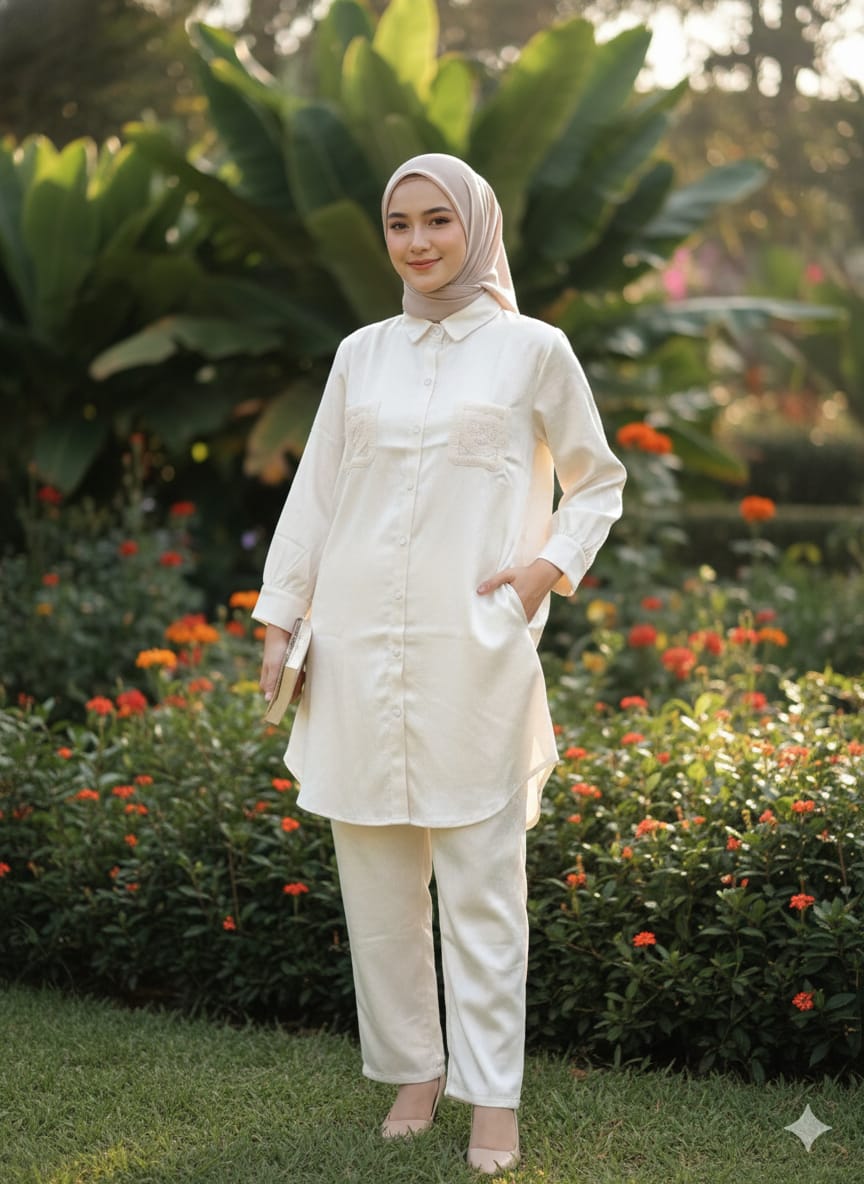 Elegant Cream Western Cord Set