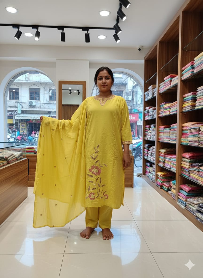 Elegant Yellow Pant Set with Dupatta