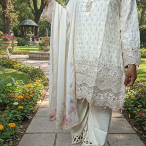 Elegent White Kurta set with Dupatta