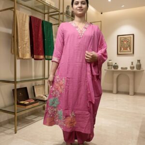 Pink Dress with paint and dupatta