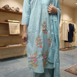 light teal blue embroidered dress se